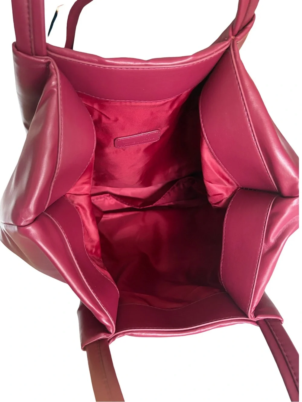 Neiman Marcus Burgundy Faux Leather Tote Bag